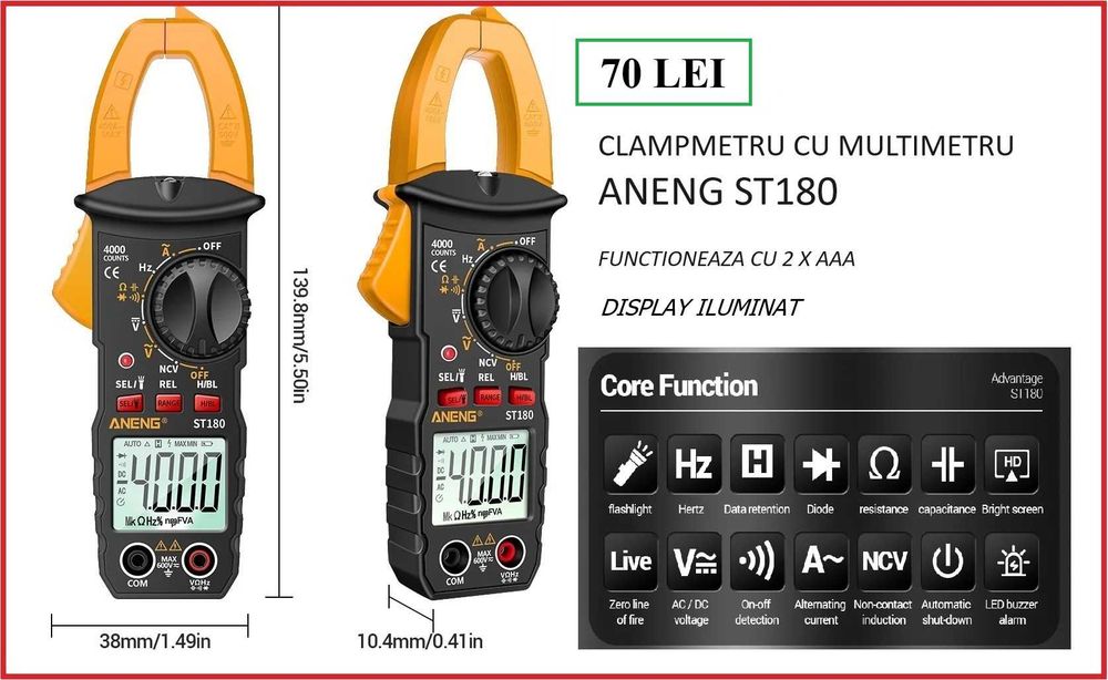 Clampmetru cu multimetru / ESR T7
