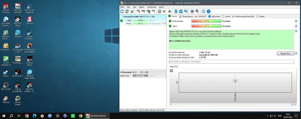 Samsung SSD Portabil T7 USB 3.2 Gen.2  1TB