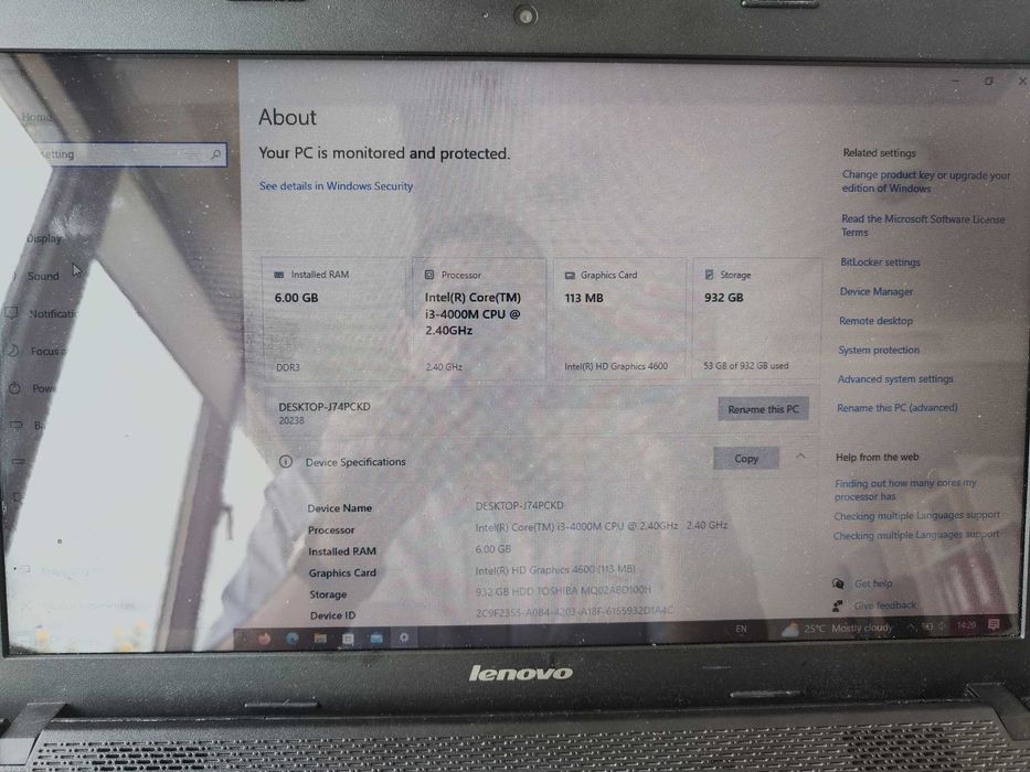 Лаптоп Lenovo G510 15,6", i3-4000M, 2GB DDR3, без хард диск