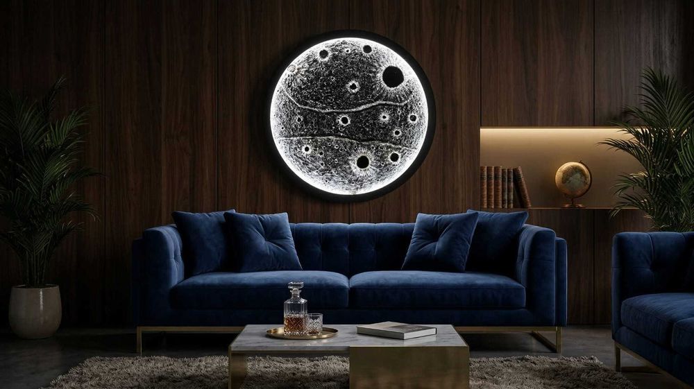 Tablou GIGANT 3D Suprafața Lunii (99 cm) - Decorațiune perete Premium