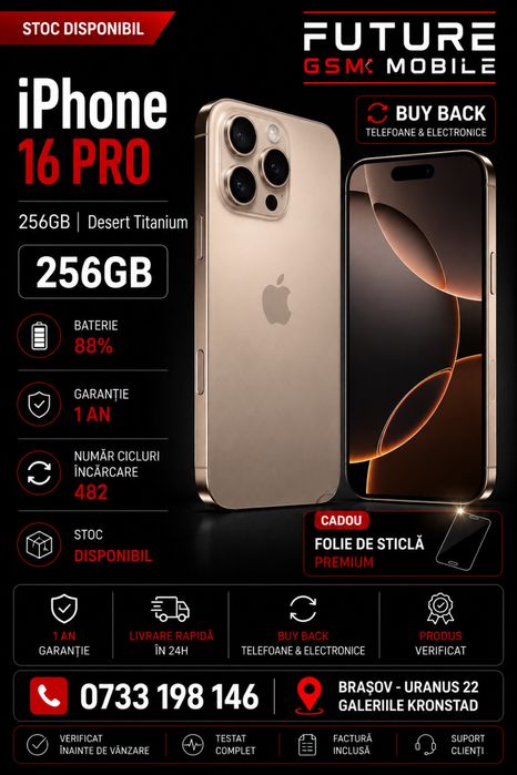 Iphone 16 Pro 256Gb /88% / 1 an Garantie/ Future Gsm Mobile