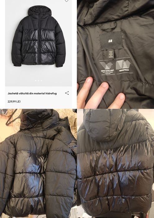 Geacă H&M, mărime XL, neagră.