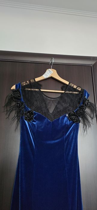 Rochie catifea Nissa albastra