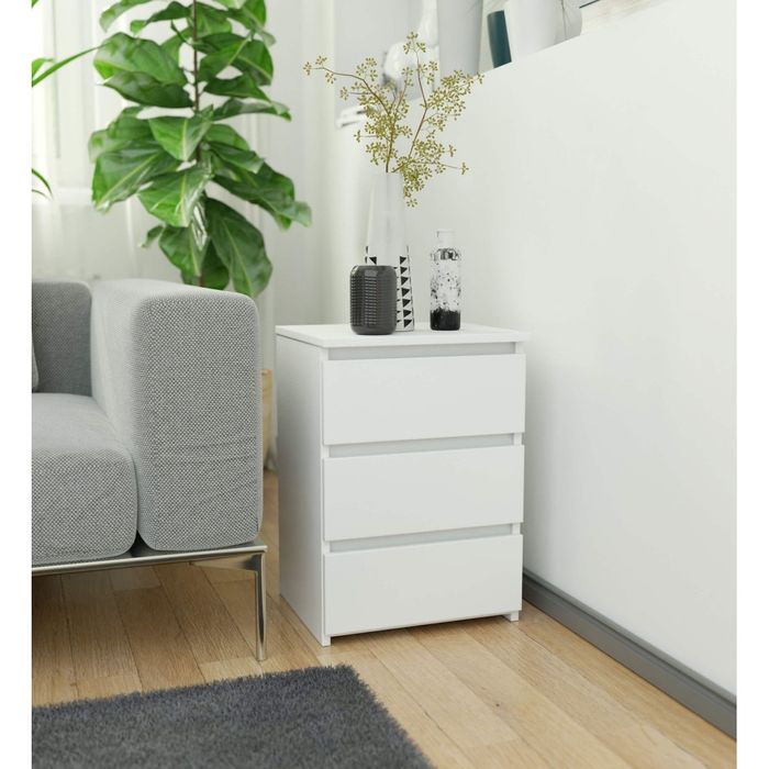 Noptieră cu 3 sertare 40cm, Alb