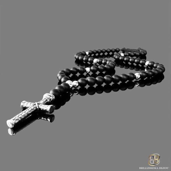 Броеница от Естествени Камъни и Стоманен Кръст