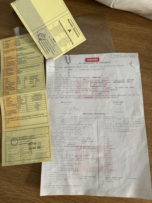 Derbi Senda SM – 49cc în acte / Set 80cc – Acte Austria complete