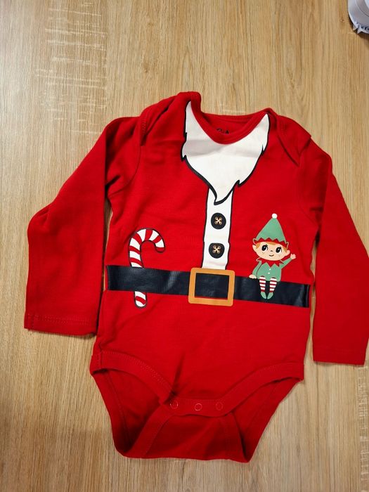 Set costum Moș Crăciun + body spiridus, ținută de Crăciun, C&A, mărime