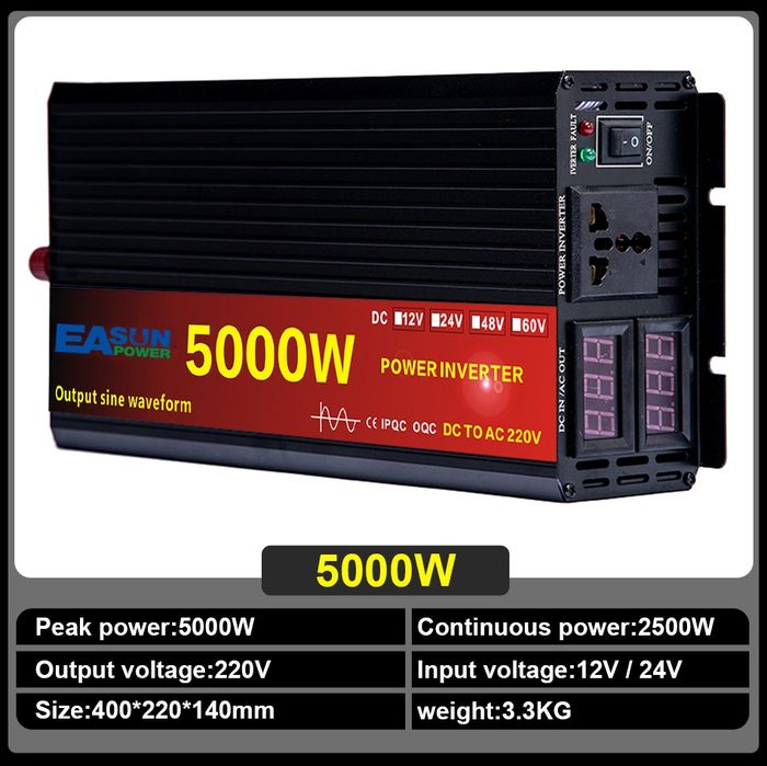 Invertor solar EaSun 5000W 12V/24V unda pura