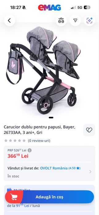 Carucior papusi dublu