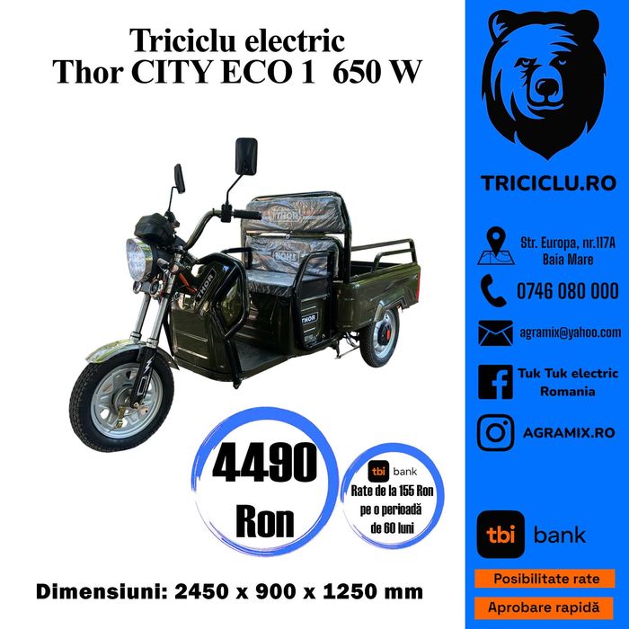 Thor blue Sky City Eco Green Army tricicleta electrica Agramix