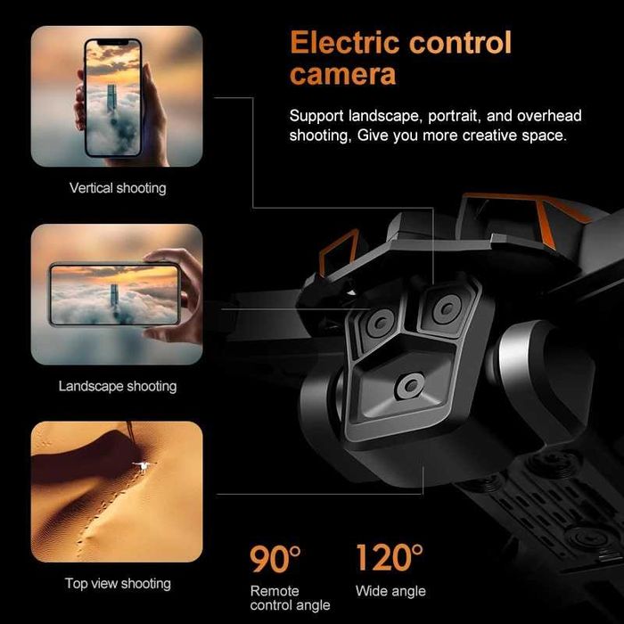 Drone UAV NEW K12Max cu Casca VR, Control pe Ecran, Camera 8K HD, 5G, Tehnologie Brushless, Pozitionare prin Flux Optic, Aeriana cu 4 Axe