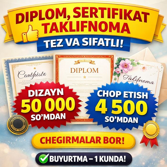 “Kompyuter xizmatlari Tarjimayu Hol  Sertifikat, diplom dizayn | TEZ |
