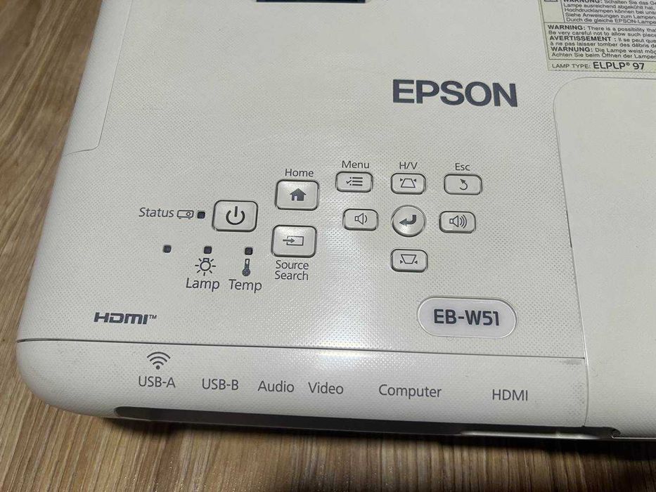 Проектор Epson EB-W51, Яркость (Световой поток): 4000 люмен, как новый