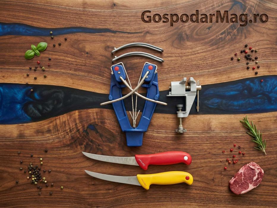 Ascuțitor Profesional Cuțite Tip Clac + Doua Cuțite 15cm Măcelărie