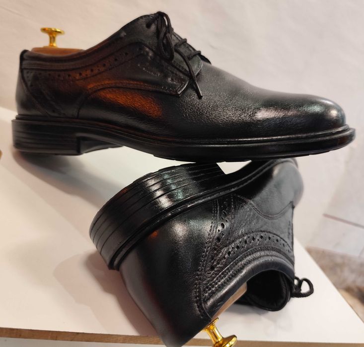 Pantofi derby plain toe 44 Gallus comfort piele naturala moale negru