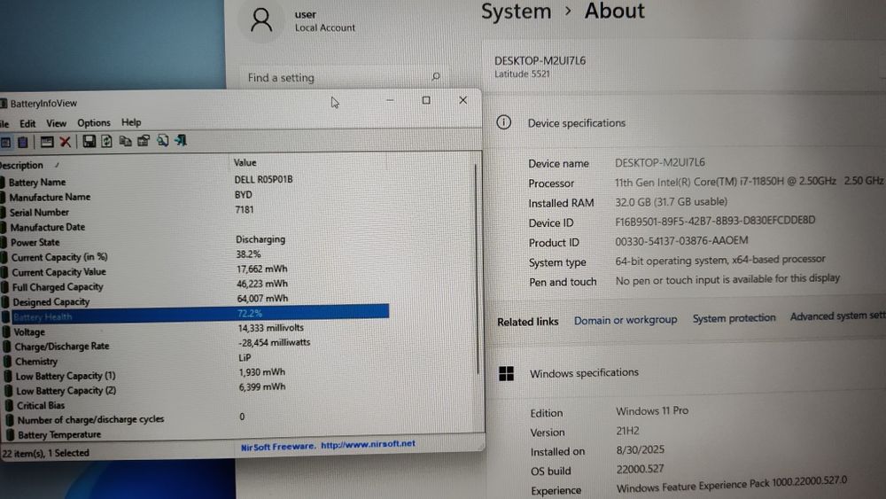Laptop 15,6 Dell Latitude 5521 Intel i7 11850h 32 Gb 512 ssd
