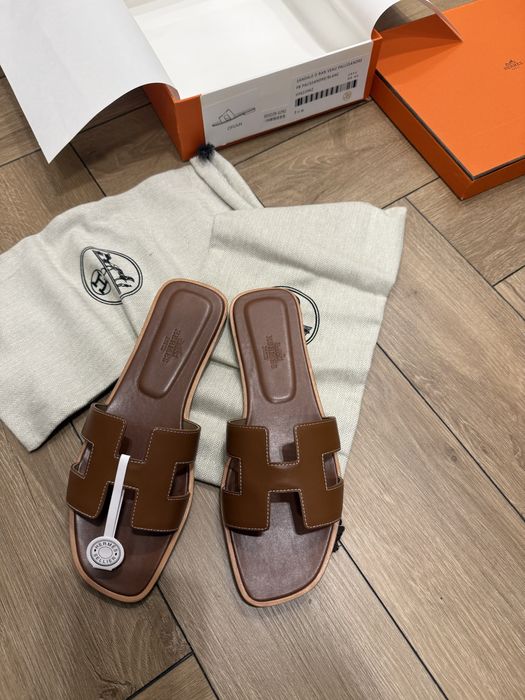 Тапочки Hermes натуральная кожа