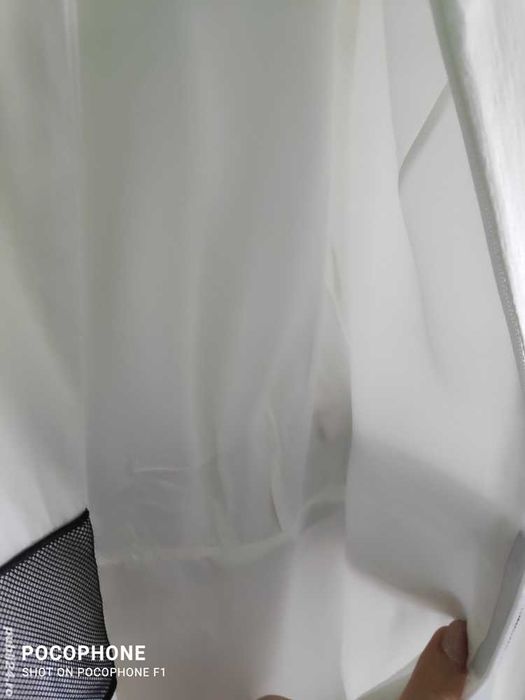 Rochie casual alba cu brau negru