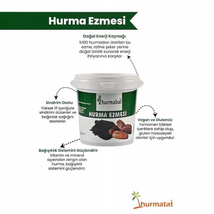 Hurmatat 100% Натурална Паста от Фурми - Веган и Без Глутен, 1 кг