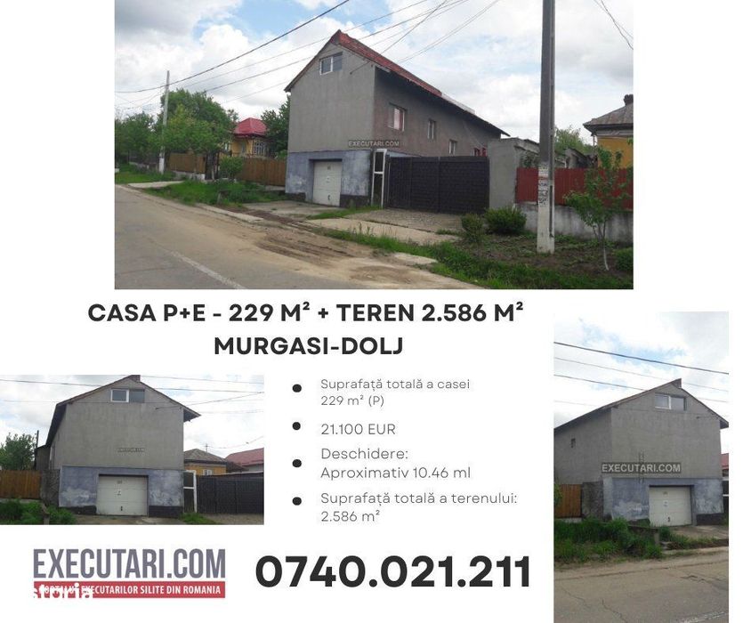 Casa P+E - 229 m²  + Teren 2.586 m², Murgasi-Dolj