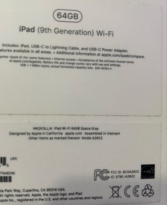Ipad 9gen 10.2 A2602 64gb Wifi SpaceGray