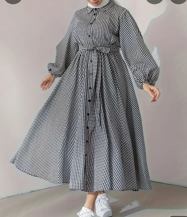 Платье макси в клетку