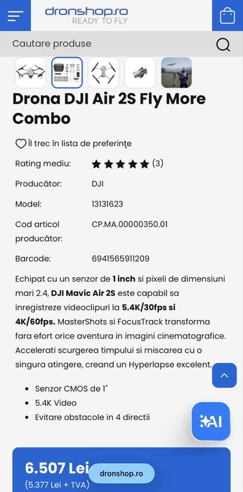 MDM vinde: Drona DJI Air 2S Fly More Combo.