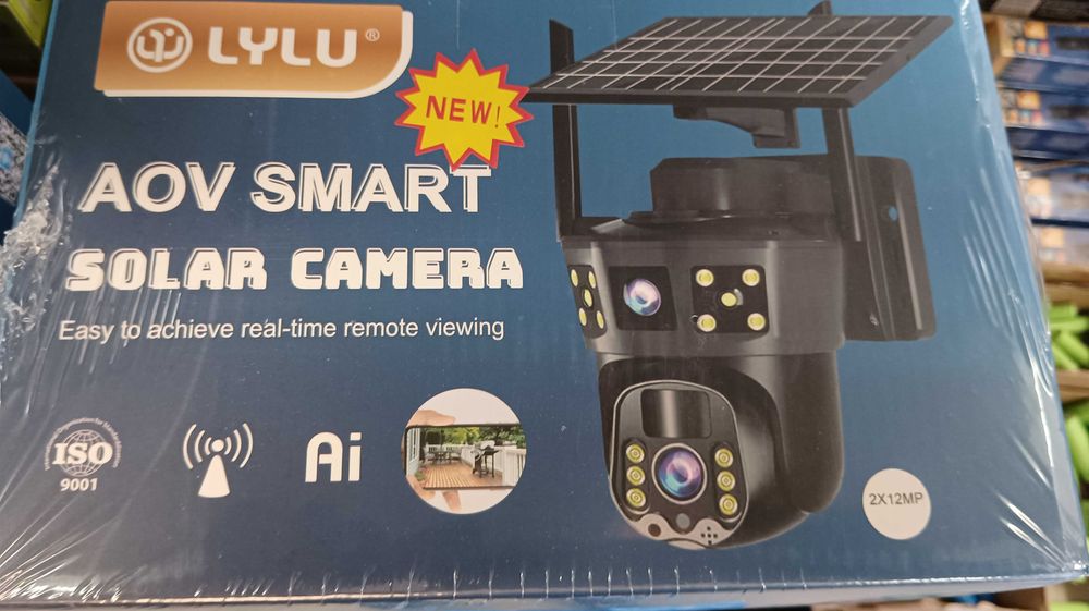 Двойна соларна безжична въртяща камера 4G 2x12MP работи СИМ SIM данни