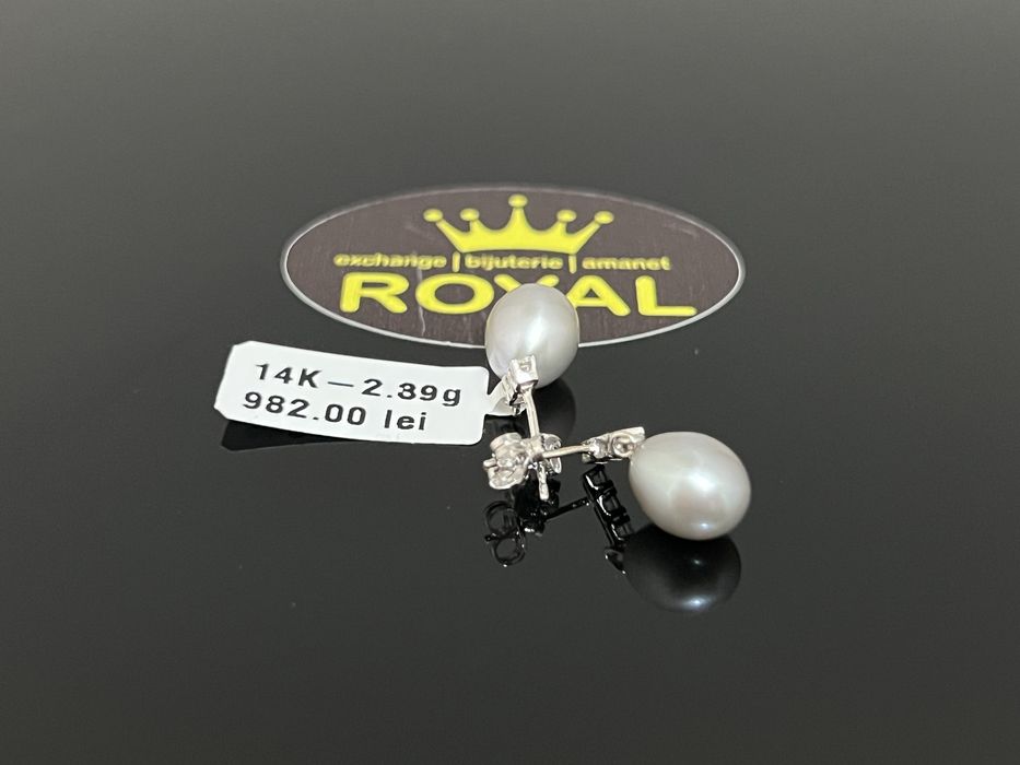 Bijuteria Royal CB : Cercei aur alb 14k  2,39 grame