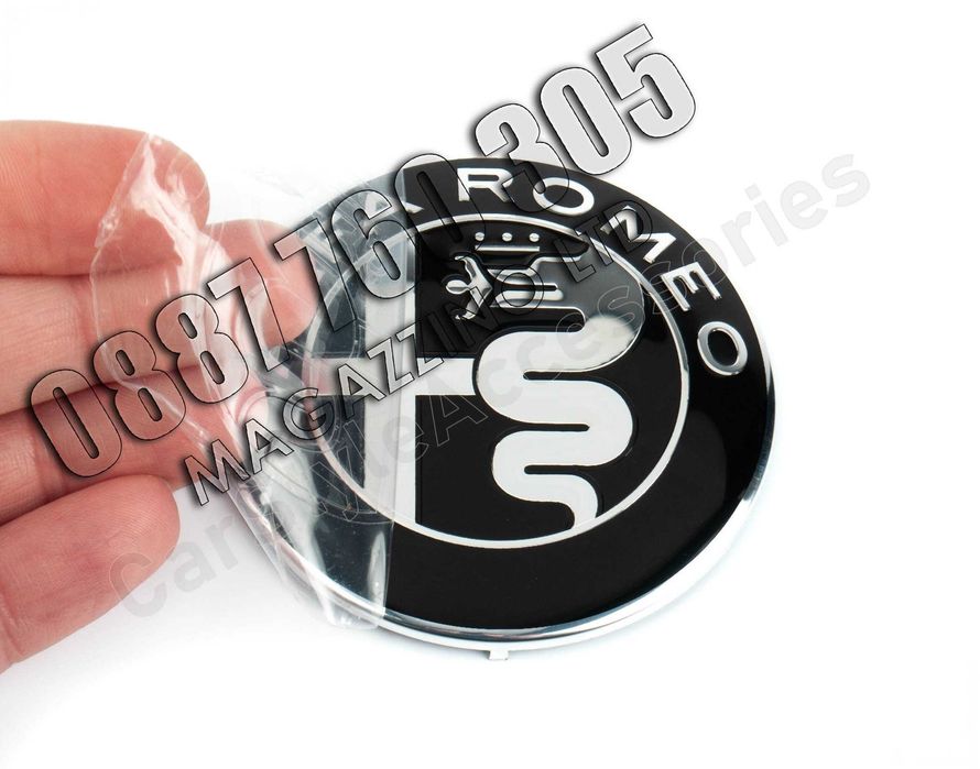 Черни Емблеми Алфа Ромео 2 Броя - Комплект Предна и Задна 147, GT..