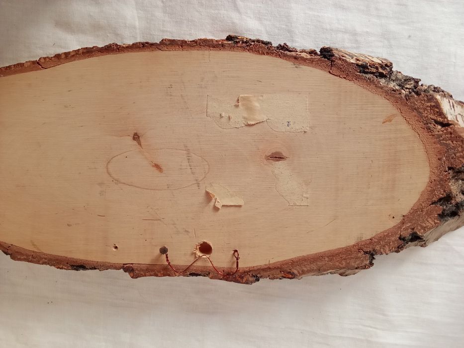 Панно из натуральной кожи ,  картина на срезе дерева ( СССР  )