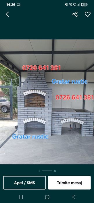 Gratar rustic de cărămidă plita țărănească cuptor de pâine afumături masă de lucru și ghiuveta