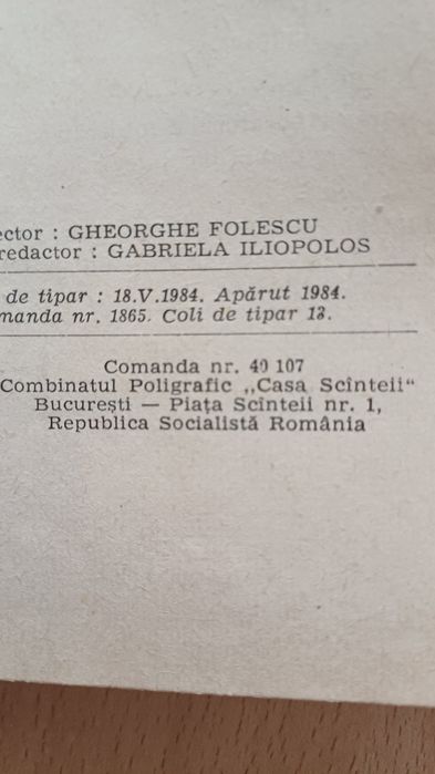 Carte ,,Lecția de fotografie " anul 1984