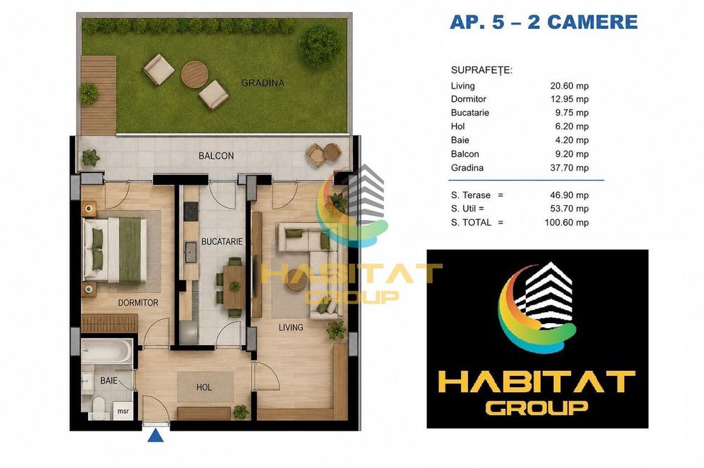 2 camere cu gradina proprie - metrou Nicolae Teclu