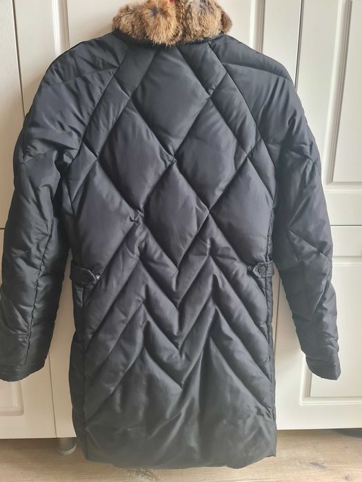 Тъмно синьо пухено яке SERGIO TACCHINI  с яка от заек XS -  S