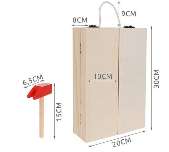 Детска дървена работилница тип куфар с инструменти 32в1