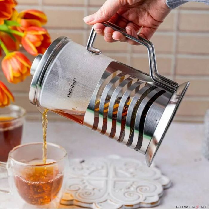 Infuzor pentru ceai si cafea, ceainic presa, capacitate 600 ml, din