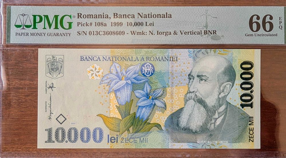 Bancnota 10000 lei 1999 hartie