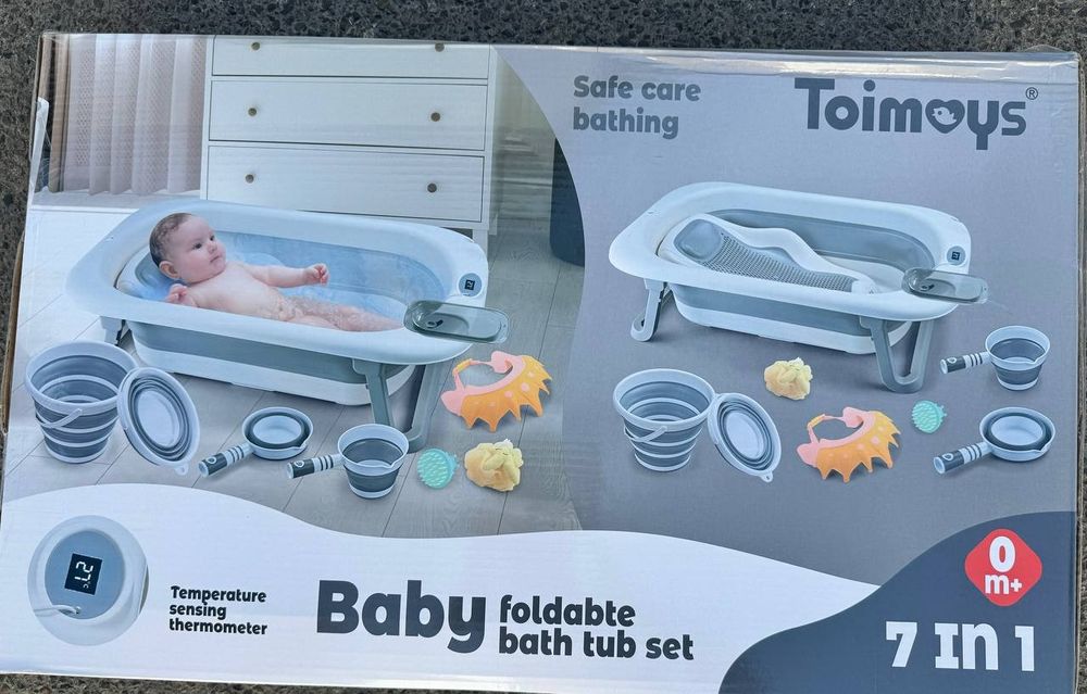 Новая складная детская ванна набор 7в1 с индикатором температуры воды.