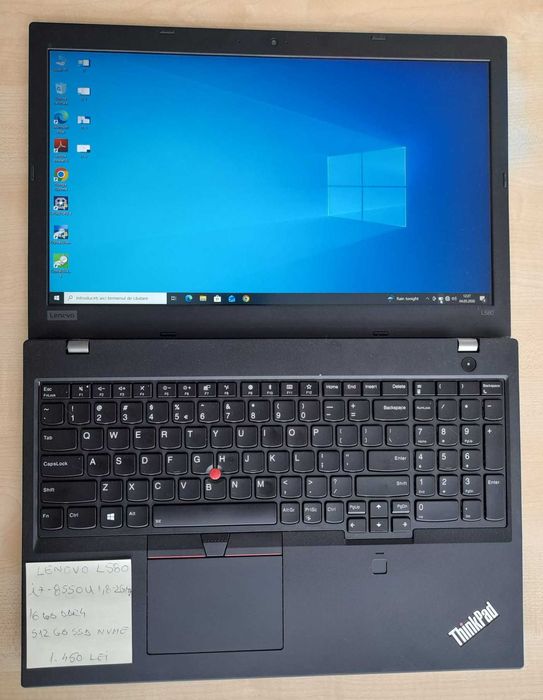 Laptop Lenovo ThinkPad L580, Intel Core i7-8550, 16 GB DDR4, ssd 512 GB NVME, Display 15.6 Inch FHD  980 LEI