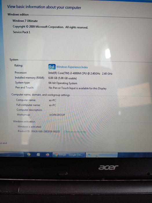 Acer Aspire E5-572G (i3-4000M / 6GB RAM / 1TB HDD / NVIDIA) + зарядно