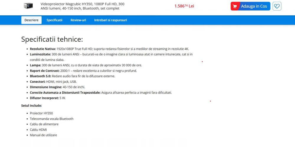 Videoproiector Magcubic HY350, 1080P Full HD