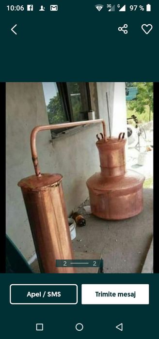 Vând un cazan de țuică din cupru alimentar cu fundu de 3 pereți de 2 c