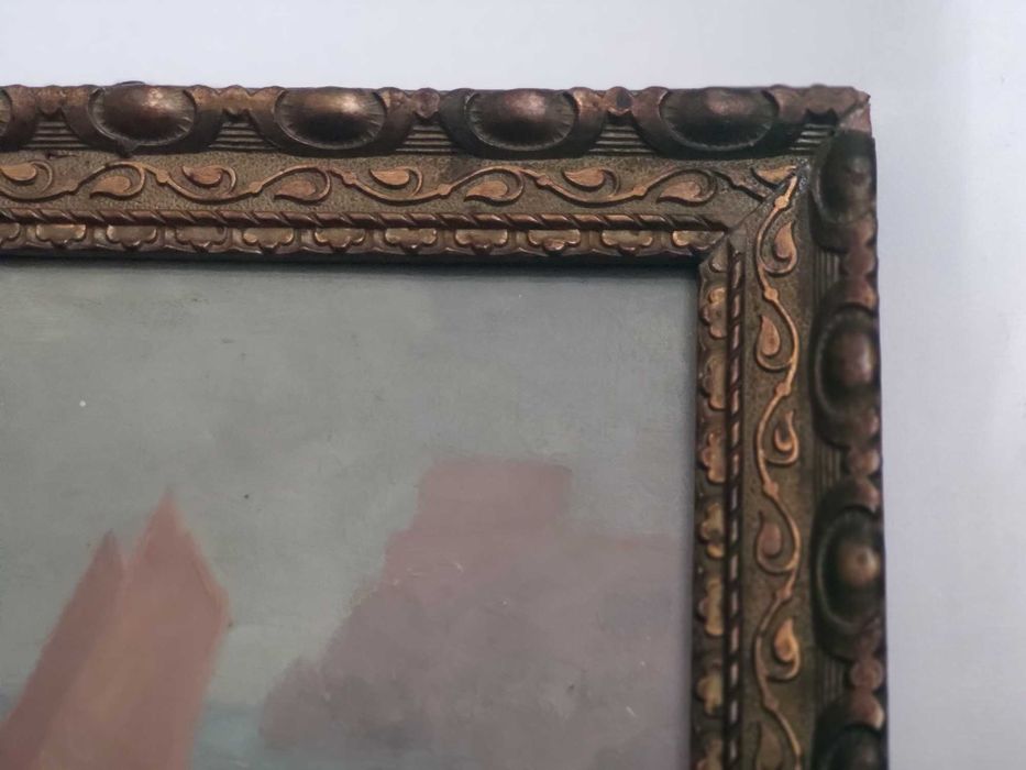 Tablou vechi ulei tema maritimă colecție vintage