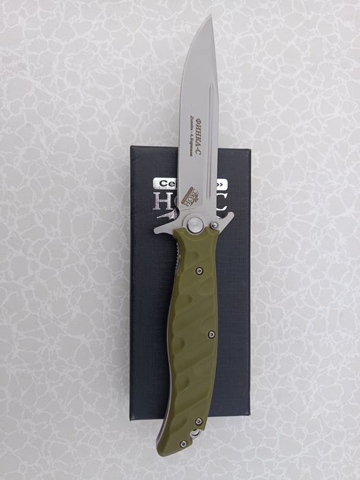 Руски сгъваем нож НОКС Финка, дизайн А.Бирюков зелен