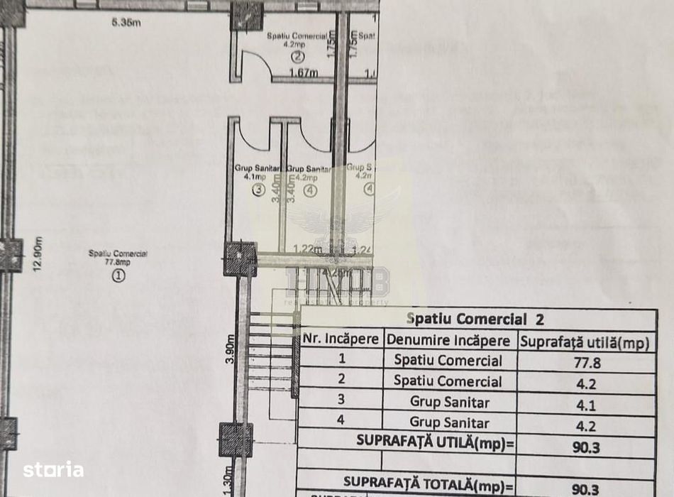 Spatiu comercial cu vad pietonal si auto 90 mpu 2 bai in Sibiu