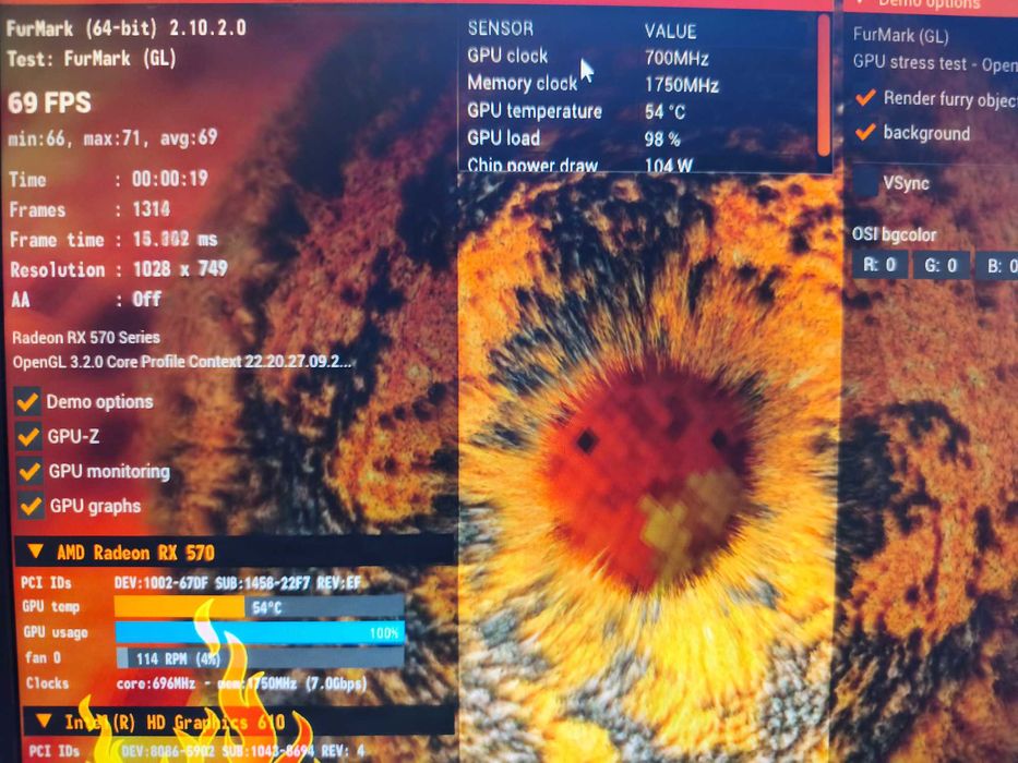 Видеокарта Gigabyte RX 570 4gb, със сменени вентилатори, тествана