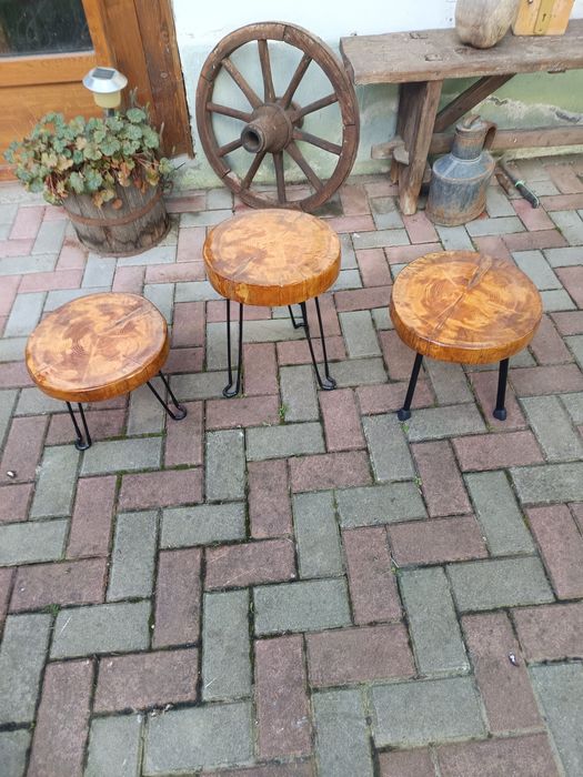 Noptiere și Măsuță cafea blat trunchi larice