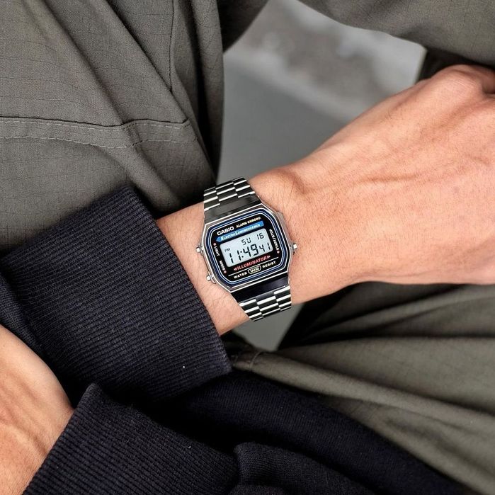 Casio A168WA-1 — Retro uslub, eng yaxshi narxda, Original