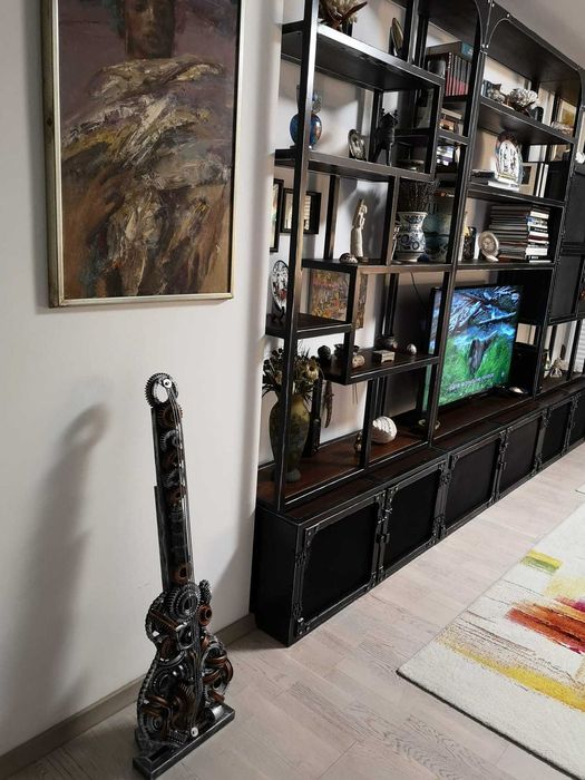 Raft tip biblioteca cu bar sticle- orice dimensiune- STIL INDUSTRIAL